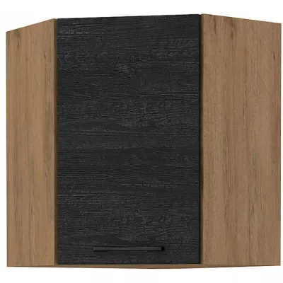 Eckoberschrank VANYA - 60x60 cm, dunkles Holz / Lancelot-Eiche
