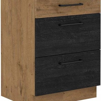 VANYA Kommode - Breite 60 cm, dunkles Holz / Lancelot-Eiche