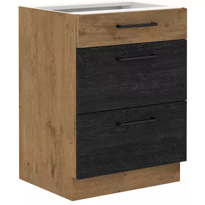 VANYA Kommode - Breite 60 cm, dunkles Holz / Lancelot-Eiche