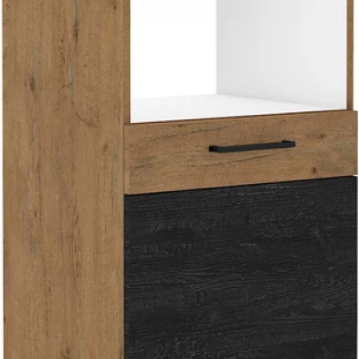 Küchenschrank für Einbaubackofen VANYA - Breite 60 cm, dunkles Holz / Lancelot-Eiche