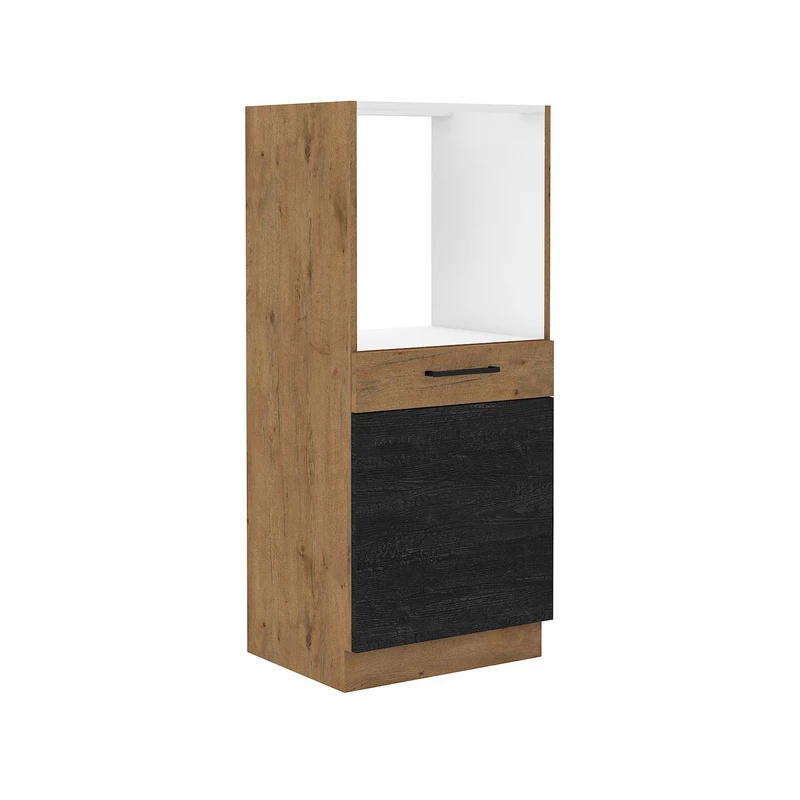Küchenschrank für Einbaubackofen VANYA - Breite 60 cm, dunkles Holz / Lancelot-Eiche