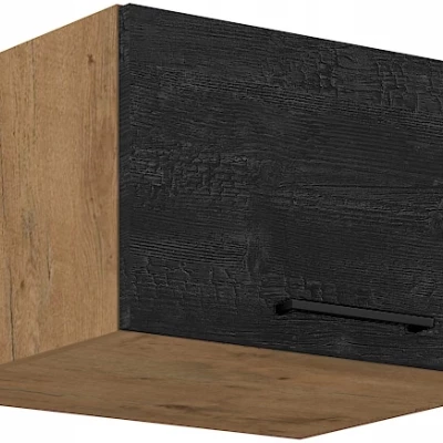 Tiefer Dunstabzugshaubenschrank VANYA - Breite 60 cm, dunkles Holz / Lancelot-Eiche
