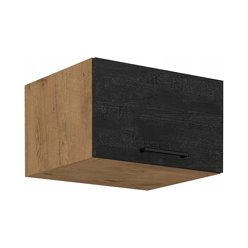 Tiefer Dunstabzugshaubenschrank VANYA - Breite 60 cm, dunkles Holz / Lancelot-Eiche
