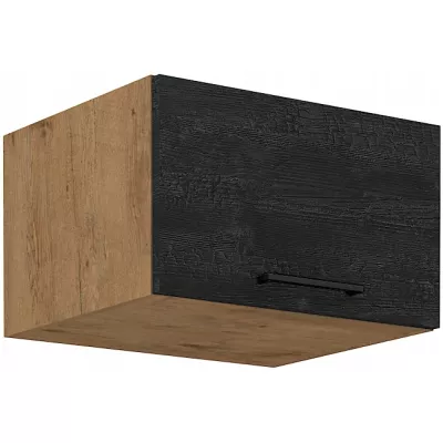 Tiefer Dunstabzugshaubenschrank VANYA - Breite 60 cm, dunkles Holz / Lancelot-Eiche