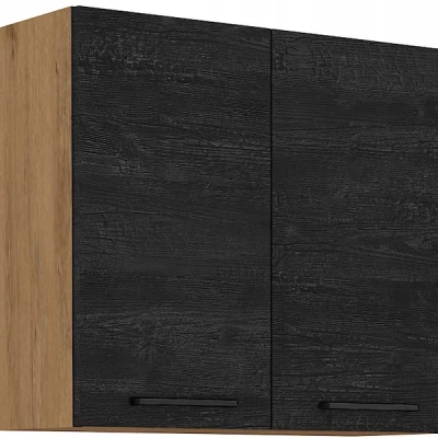 Küchenoberschrank VANYA - Breite 80 cm, dunkles Holz / Lancelot-Eiche