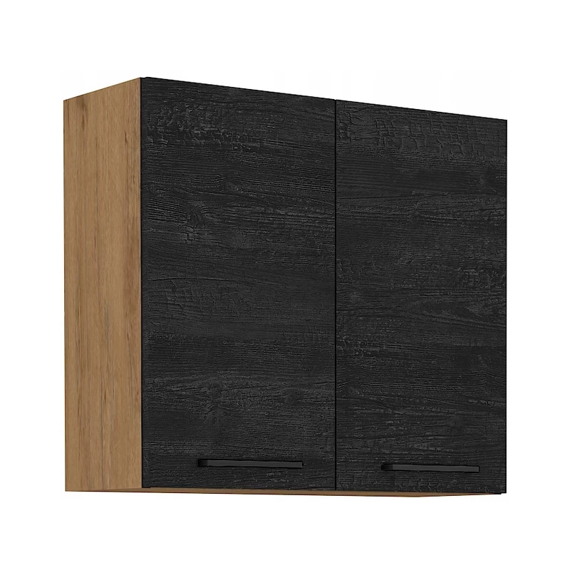Küchenoberschrank VANYA - Breite 80 cm, dunkles Holz / Lancelot-Eiche
