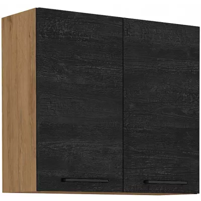 Küchenoberschrank VANYA - Breite 80 cm, dunkles Holz / Lancelot-Eiche