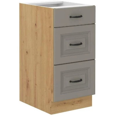 Küchenschrank mit Schubladen SOPHIA – Breite 40 cm, Hellgrau/Artisan Eiche