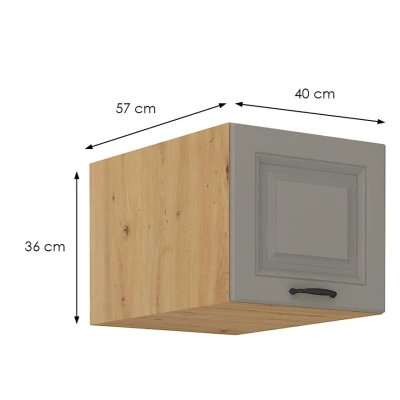 Oberschrank mit Flügeltüren SOPHIA – Breite 40 cm, Lichtgrau/Artisan Eiche