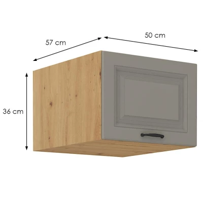 Oberschrank mit Flügeltüren SOPHIA – Breite 50 cm, Lichtgrau/Artisan Eiche