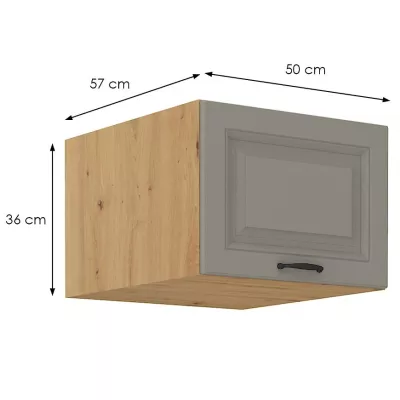 Oberschrank mit Flügeltüren SOPHIA – Breite 50 cm, Lichtgrau/Artisan Eiche