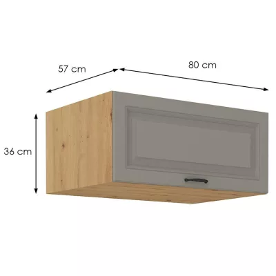 Tiefer Dunstabzugshaubenschrank SOPHIA – Breite 80 cm, Lichtgrau/Artisan Eiche