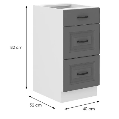 Küchenschrank mit Schubladen SOPHIA – Breite 40 cm, grau/weiß