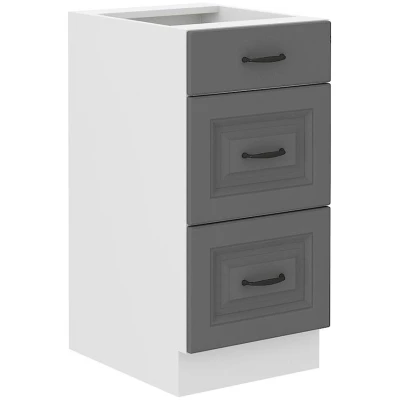 Küchenschrank mit Schubladen SOPHIA – Breite 40 cm, grau/weiß