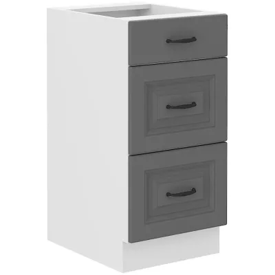 Küchenschrank mit Schubladen SOPHIA – Breite 40 cm, grau/weiß