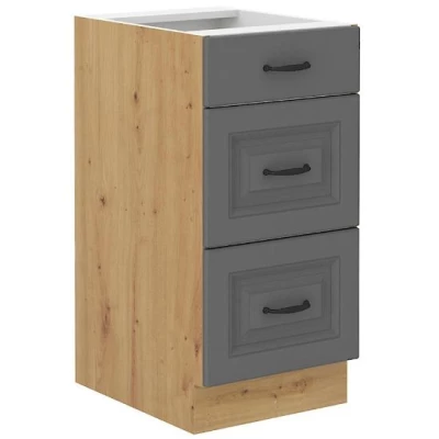 Küchenschrank mit Schubladen SOPHIA – Breite 40 cm, Grau/Artisan Eiche