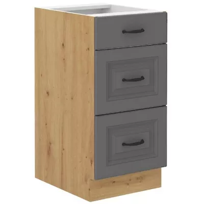 Küchenschrank mit Schubladen SOPHIA – Breite 40 cm, Grau/Artisan Eiche