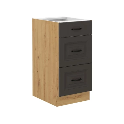 Küchenschrank mit Schubladen SOPHIA – Breite 40 cm, Graphit/Artisan-Eiche