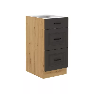 Küchenschrank mit Schubladen SOPHIA – Breite 40 cm, Graphit/Artisan-Eiche