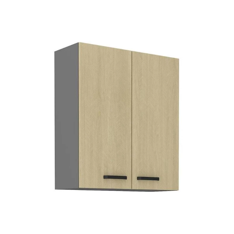 Hoher Hängeschrank MYRIAM – Breite 80 cm, gemustert/anthrazit
