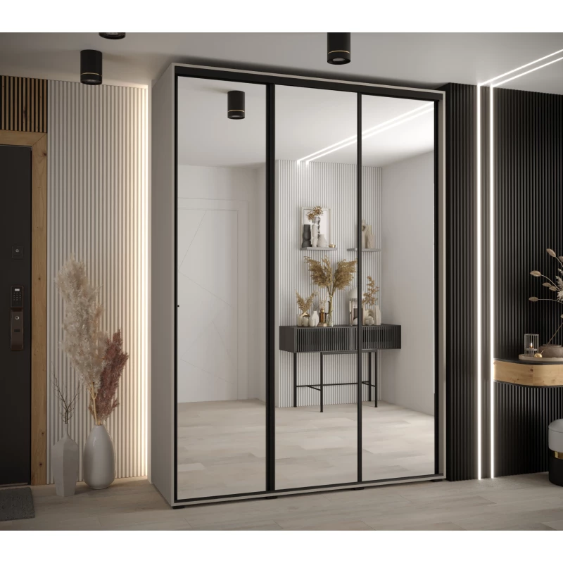 Kleiderschrank INDIRA 2 - 170/45 cm, Kaschmir/Schwarz