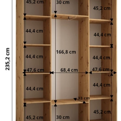 Kleiderschrank INDIRA 2 - 170/45 cm, Kaschmir/Schwarz