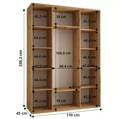 Kleiderschrank INDIRA 2 - 170/45 cm, Kaschmir/Schwarz