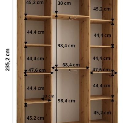 Kleiderschrank INDIRA 2 - 170/45 cm, Kaschmir/Schwarz