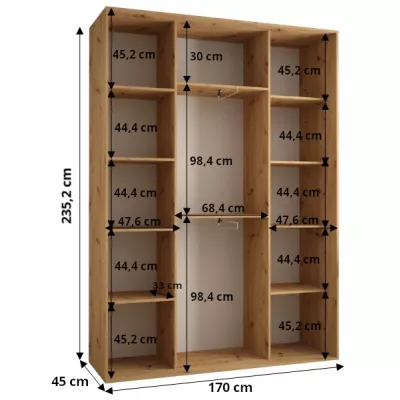 Kleiderschrank INDIRA 2 - 170/45 cm, Kaschmir/Schwarz
