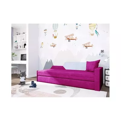 Schlafsofa mit Stauraum BUFFY – rosa/weiß, rechte Rückenlehne