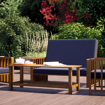 Gartenstuhl ERLA - Goldeiche / Marineblau
