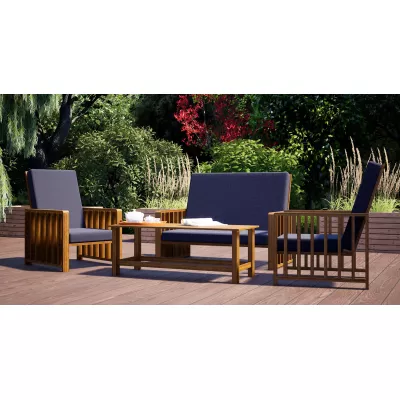 Gartenstuhl ERLA - Goldeiche / Marineblau