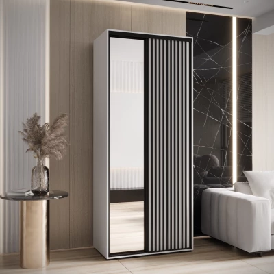 Kleiderschrank FIDELIA 2 - 110/60 cm, weiß/weiß/schwarz