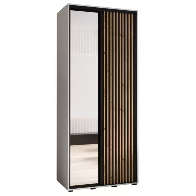 Kleiderschrank FIDELIA 2 – 110/60 cm, weiß/schwarz/Eiche handwerklich
