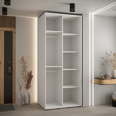 Kleiderschrank FIDELIA 2 – 110/60 cm, weiß/schwarz/Eiche handwerklich