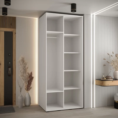 Kleiderschrank FIDELIA 2 – 110/60 cm, weiß/Eiche handwerklich/schwarz