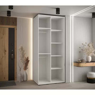 Kleiderschrank FIDELIA 2 – 110/60 cm, weiß/Eiche handwerklich/schwarz