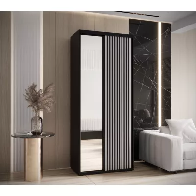 Kleiderschrank FIDELIA 2 - 110/60 cm, schwarz/weiß/schwarz