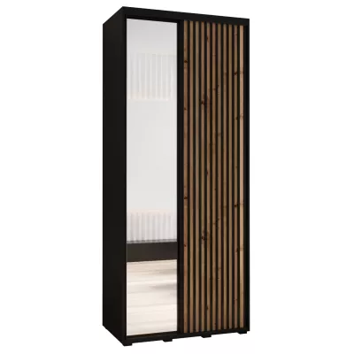 Kleiderschrank FIDELIA 2 - 110/60 cm, schwarz / Eiche handwerklich / schwarz