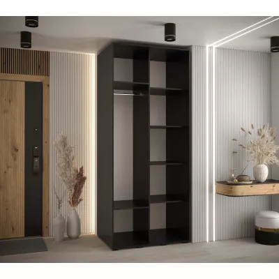 Kleiderschrank FIDELIA 2 - 110/60 cm, schwarz / Eiche handwerklich / schwarz