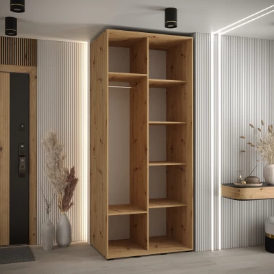 Kleiderschrank FIDELIA 2 - 110/60 cm, Artisan-Eiche / Schwarz / Artisan-Eiche