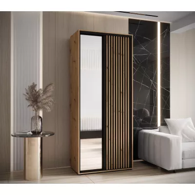 Kleiderschrank FIDELIA 2 - 110/60 cm, Artisan-Eiche / Schwarz / Artisan-Eiche