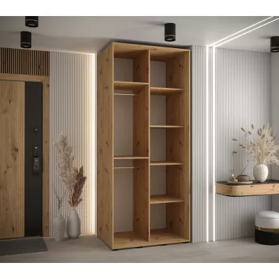 Kleiderschrank FIDELIA 2 - 110/60 cm, Artisan-Eiche / Schwarz / Artisan-Eiche