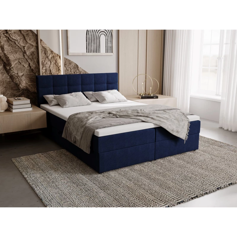 Polsterbett 180x200 ELSIE 2 mit Stauraum - dunkelblau