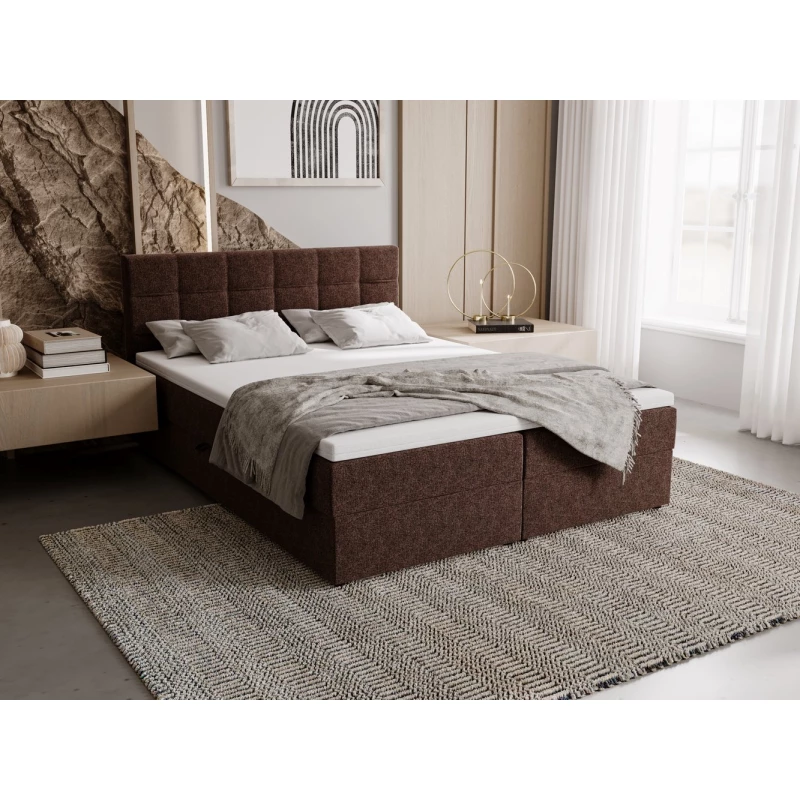 Polsterbett 180x200 ELSIE 2 mit Stauraum - hellbraun