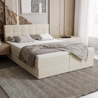 Polsterbett 140x200 ELSIE 2 mit Stauraum - hellbeige