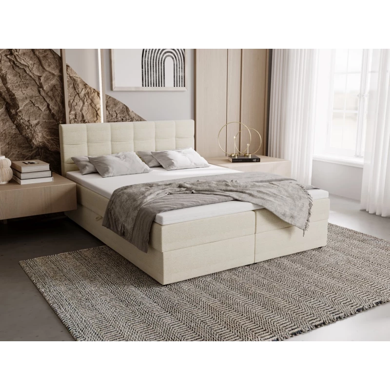 Polsterbett 140x200 ELSIE 2 mit Stauraum - hellbeige