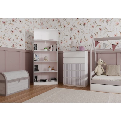 Kinderkommode DUSTER - weiß/rosa