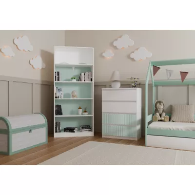 Kommode für Kinderzimmer DUSTER - weiß / mint