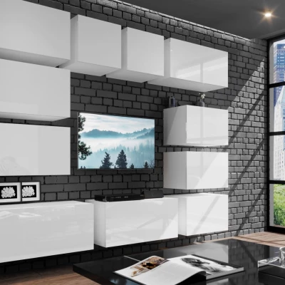 Hängewand für das Wohnzimmer BRADT 75 - weiß / weiß glänzend
